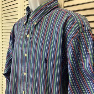 Ralph Lauren Mens XXL Classic Fit XXL Blue Striped Shirt